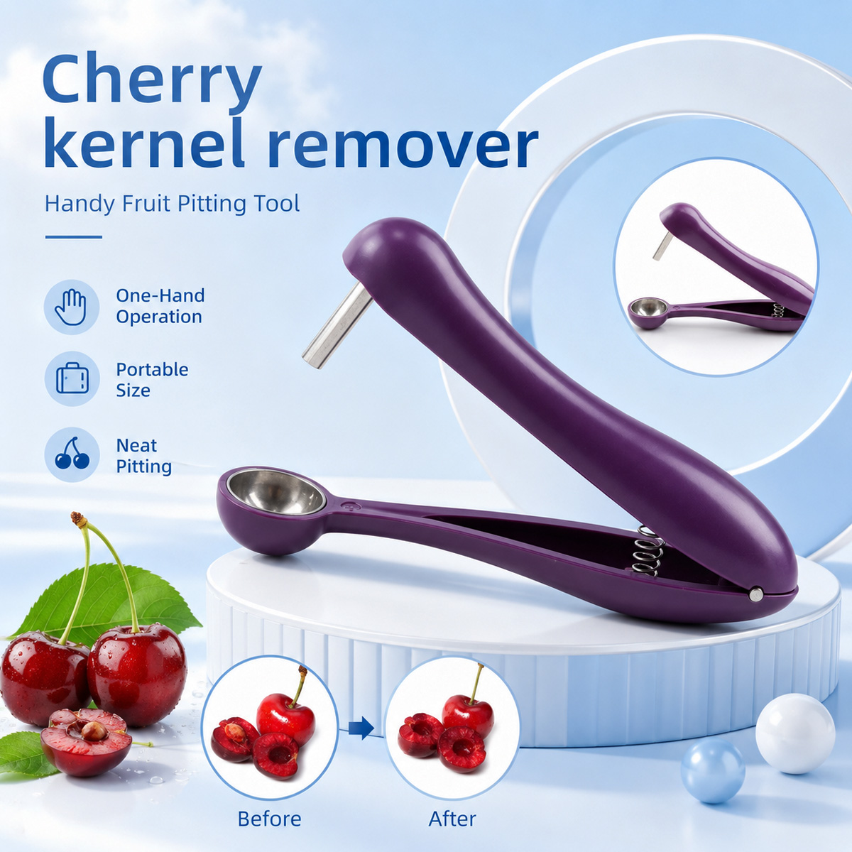 Kitchen Tools In Baking - Removedor de Caroços de Cereja Portátil